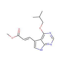 COC(=O)/C=C/c1c[nH]c2ncnc(OCC(C)C)c12 ZINC001772641609