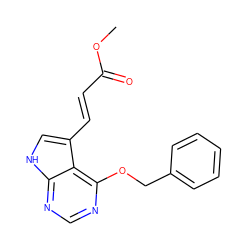 COC(=O)/C=C/c1c[nH]c2ncnc(OCc3ccccc3)c12 ZINC001772604468