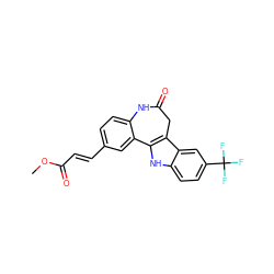 COC(=O)/C=C/c1ccc2c(c1)-c1[nH]c3ccc(C(F)(F)F)cc3c1CC(=O)N2 ZINC000013532047