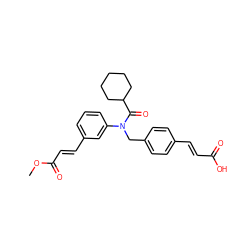 COC(=O)/C=C/c1cccc(N(Cc2ccc(/C=C/C(=O)O)cc2)C(=O)C2CCCCC2)c1 ZINC000028473642