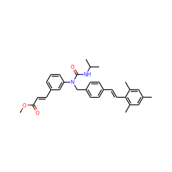 COC(=O)/C=C/c1cccc(N(Cc2ccc(/C=C/c3c(C)cc(C)cc3C)cc2)C(=O)NC(C)C)c1 ZINC000028471008