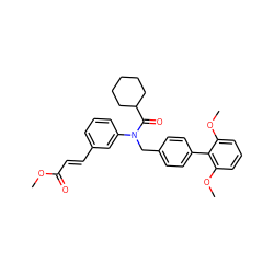 COC(=O)/C=C/c1cccc(N(Cc2ccc(-c3c(OC)cccc3OC)cc2)C(=O)C2CCCCC2)c1 ZINC000028465776