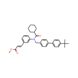 COC(=O)/C=C/c1cccc(N(Cc2ccc(-c3ccc(C(C)(C)C)cc3)cc2)C(=O)C2CCCCC2)c1 ZINC000028473609