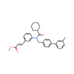 COC(=O)/C=C/c1cccc(N(Cc2ccc(-c3cccc(C)c3)cc2)C(=O)C2CCCCC2)c1 ZINC000028466377