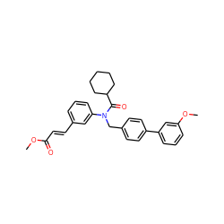 COC(=O)/C=C/c1cccc(N(Cc2ccc(-c3cccc(OC)c3)cc2)C(=O)C2CCCCC2)c1 ZINC000028463008