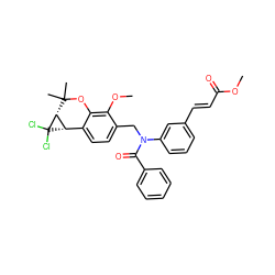 COC(=O)/C=C/c1cccc(N(Cc2ccc3c(c2OC)OC(C)(C)[C@@H]2[C@H]3C2(Cl)Cl)C(=O)c2ccccc2)c1 ZINC000028468442