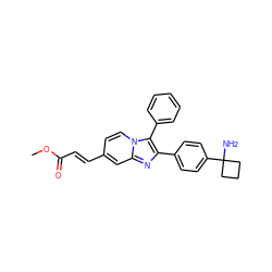 COC(=O)/C=C/c1ccn2c(-c3ccccc3)c(-c3ccc(C4(N)CCC4)cc3)nc2c1 ZINC000224247210