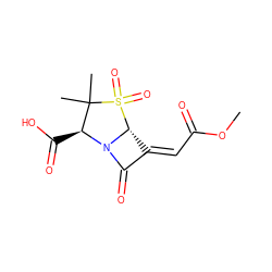 COC(=O)/C=C1/C(=O)N2[C@@H](C(=O)O)C(C)(C)S(=O)(=O)[C@H]12 ZINC000029323278