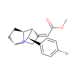 COC(=O)/C=C1/CN2[C@H]3CC[C@H]2[C@H]1[C@@H](c1ccc(Br)cc1)C3 ZINC000253952366