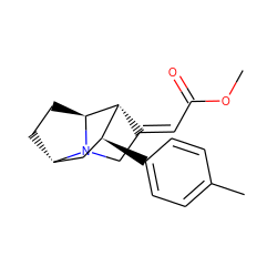 COC(=O)/C=C1/CN2[C@H]3CC[C@H]2[C@H]1[C@@H](c1ccc(C)cc1)C3 ZINC000253684803