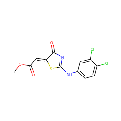 COC(=O)/C=C1\SC(Nc2ccc(Cl)c(Cl)c2)=NC1=O ZINC000013111190