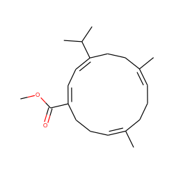 COC(=O)/C1=C\C=C(\C(C)C)CC/C(C)=C/CC/C(C)=C/CC1 ZINC000096282492