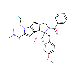 COC(=O)[C@@]1(Cc2ccc(OC)cc2)[C@H]2c3cc(C(=O)N(C)C)n(CCF)c3C[C@H]2CN1C(=O)c1ccccc1 ZINC000064235607