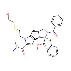 COC(=O)[C@@]1(Cc2ccccc2)[C@H]2c3cc(C(=O)N(C)C)n(CCSCCO)c3C[C@H]2CN1C(=O)c1ccccc1 ZINC000064726128