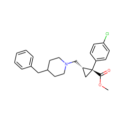COC(=O)[C@@]1(c2ccc(Cl)cc2)C[C@@H]1CN1CCC(Cc2ccccc2)CC1 ZINC000028635254