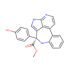 COC(=O)[C@@]1(c2ccc(O)cc2)Nc2ccccc2-c2ccnc3[nH]cc1c23 ZINC000045336571