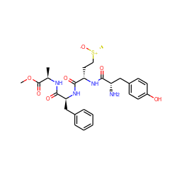COC(=O)[C@@H](C)NC(=O)[C@H](Cc1ccccc1)NC(=O)[C@H](CC[S@@+](C)[O-])NC(=O)[C@@H](N)Cc1ccc(O)cc1 ZINC000029333443