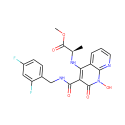 COC(=O)[C@@H](C)Nc1c(C(=O)NCc2ccc(F)cc2F)c(=O)n(O)c2ncccc12 ZINC000169352019