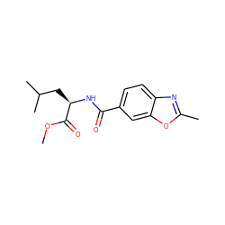 COC(=O)[C@@H](CC(C)C)NC(=O)c1ccc2nc(C)oc2c1 ZINC000148214147