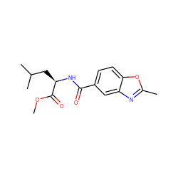 COC(=O)[C@@H](CC(C)C)NC(=O)c1ccc2oc(C)nc2c1 ZINC000148531837