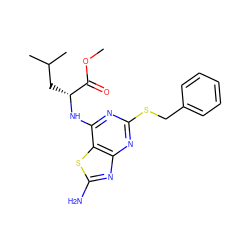 COC(=O)[C@@H](CC(C)C)Nc1nc(SCc2ccccc2)nc2nc(N)sc12 ZINC000095605521