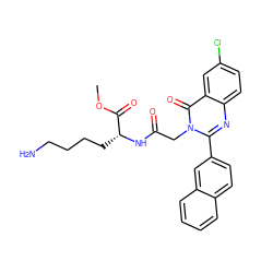 COC(=O)[C@@H](CCCCN)NC(=O)Cn1c(-c2ccc3ccccc3c2)nc2ccc(Cl)cc2c1=O ZINC000027894299