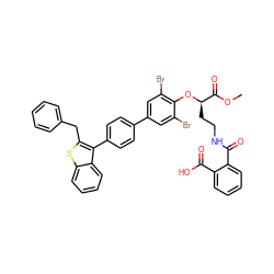 COC(=O)[C@@H](CCNC(=O)c1ccccc1C(=O)O)Oc1c(Br)cc(-c2ccc(-c3c(Cc4ccccc4)sc4ccccc34)cc2)cc1Br ZINC000095608596