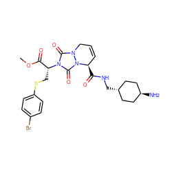 COC(=O)[C@@H](CSc1ccc(Br)cc1)n1c(=O)n2n(c1=O)[C@H](C(=O)NC[C@H]1CC[C@H](N)CC1)C=CC2 ZINC000253670617