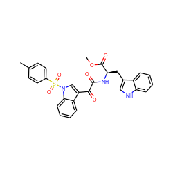 COC(=O)[C@@H](Cc1c[nH]c2ccccc12)NC(=O)C(=O)c1cn(S(=O)(=O)c2ccc(C)cc2)c2ccccc12 ZINC000103271242