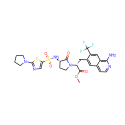 COC(=O)[C@@H](Cc1cc2ccnc(N)c2cc1C(F)(F)F)N1CC[C@H](NS(=O)(=O)c2cnc(N3CCCC3)s2)C1=O ZINC000142576753