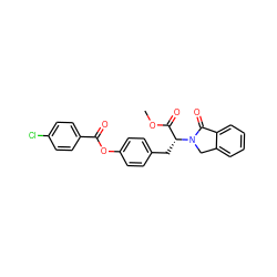 COC(=O)[C@@H](Cc1ccc(OC(=O)c2ccc(Cl)cc2)cc1)N1Cc2ccccc2C1=O ZINC000001383800