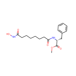COC(=O)[C@@H](Cc1ccccc1)NC(=O)CCCCCCC(=O)NO ZINC000013475072