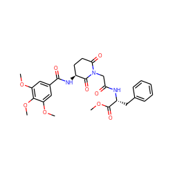 COC(=O)[C@@H](Cc1ccccc1)NC(=O)CN1C(=O)CC[C@H](NC(=O)c2cc(OC)c(OC)c(OC)c2)C1=O ZINC000028894628