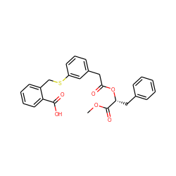 COC(=O)[C@@H](Cc1ccccc1)OC(=O)Cc1cccc(SCc2ccccc2C(=O)O)c1 ZINC000114956754