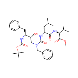 COC(=O)[C@@H](NC(=O)[C@@H](CC(C)C)NC(=O)N(Cc1ccccc1)C[C@@H](O)[C@H](Cc1ccccc1)NC(=O)OC(C)(C)C)C(C)C ZINC000028634726