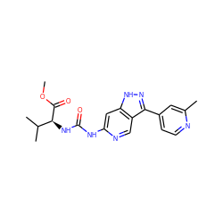 COC(=O)[C@@H](NC(=O)Nc1cc2[nH]nc(-c3ccnc(C)c3)c2cn1)C(C)C ZINC000261132660