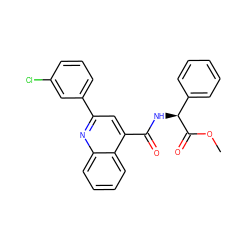 COC(=O)[C@@H](NC(=O)c1cc(-c2cccc(Cl)c2)nc2ccccc12)c1ccccc1 ZINC000013762404