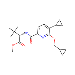 COC(=O)[C@@H](NC(=O)c1ccc(C2CC2)c(OCC2CC2)n1)C(C)(C)C ZINC000150129268