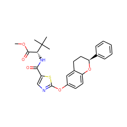 COC(=O)[C@@H](NC(=O)c1cnc(Oc2ccc3c(c2)CC[C@@H](c2ccccc2)O3)s1)C(C)(C)C ZINC000145459467