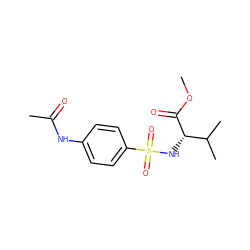 COC(=O)[C@@H](NS(=O)(=O)c1ccc(NC(C)=O)cc1)C(C)C ZINC000000267500