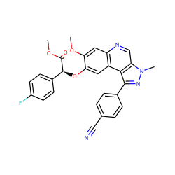 COC(=O)[C@@H](Oc1cc2c(cc1OC)ncc1c2c(-c2ccc(C#N)cc2)nn1C)c1ccc(F)cc1 ZINC000169704783