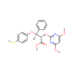 COC(=O)[C@@H](Oc1nc(OC)cc(OC)n1)[C@@](C)(Oc1ccc(SC)cc1)c1ccccc1 ZINC000026254161