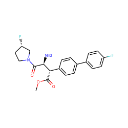 COC(=O)[C@@H](c1ccc(-c2ccc(F)cc2)cc1)[C@H](N)C(=O)N1CC[C@H](F)C1 ZINC000014947754