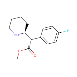COC(=O)[C@@H](c1ccc(F)cc1)[C@@H]1CCCCN1 ZINC000013747221