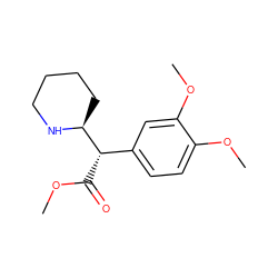 COC(=O)[C@@H](c1ccc(OC)c(OC)c1)[C@@H]1CCCCN1 ZINC000013747248