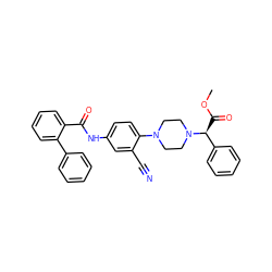 COC(=O)[C@@H](c1ccccc1)N1CCN(c2ccc(NC(=O)c3ccccc3-c3ccccc3)cc2C#N)CC1 ZINC000072178974