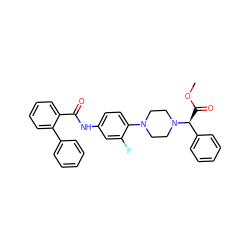 COC(=O)[C@@H](c1ccccc1)N1CCN(c2ccc(NC(=O)c3ccccc3-c3ccccc3)cc2F)CC1 ZINC000072179052