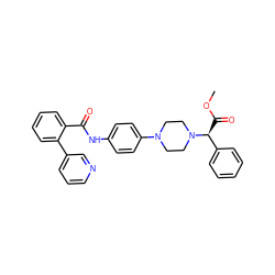 COC(=O)[C@@H](c1ccccc1)N1CCN(c2ccc(NC(=O)c3ccccc3-c3cccnc3)cc2)CC1 ZINC000072178562