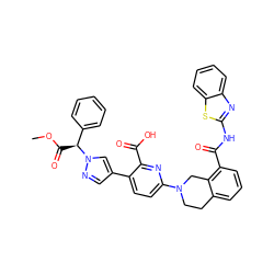 COC(=O)[C@@H](c1ccccc1)n1cc(-c2ccc(N3CCc4cccc(C(=O)Nc5nc6ccccc6s5)c4C3)nc2C(=O)O)cn1 ZINC000205405001