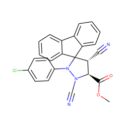 COC(=O)[C@@H]1[C@@H](C#N)C2(c3ccccc3-c3ccccc32)N(c2ccc(Cl)cc2)N1C#N ZINC000008386476